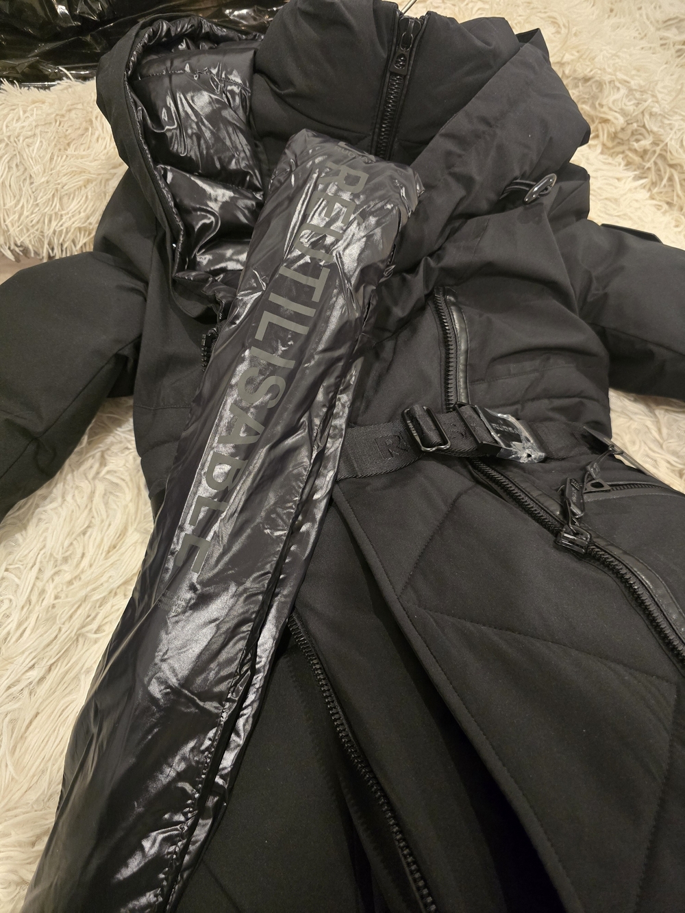 RUDSAK Black Hooded Ski Puffer with Gloss Trim